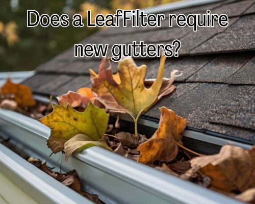 a roof gutter with Leaffilter full of leaves
